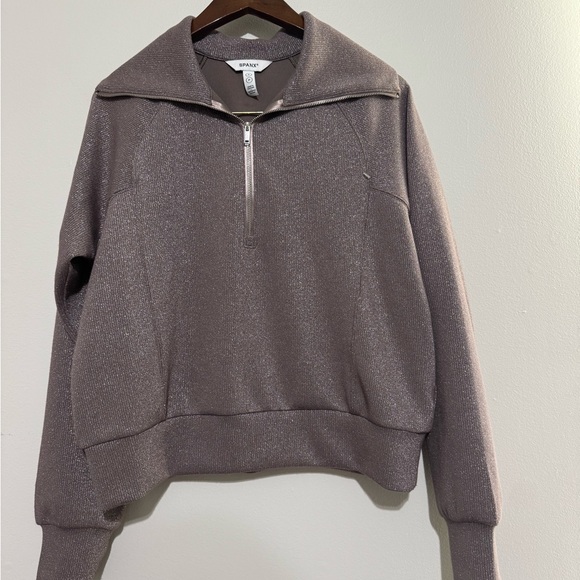 SPANX Sweaters - SPANX Shimmer Half-Zip Pullover - Dusty Mauve Size Small LIKE NEW